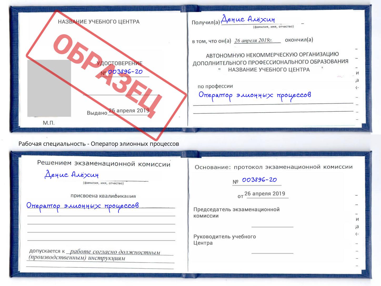 Оператор элионных процессов Беслан