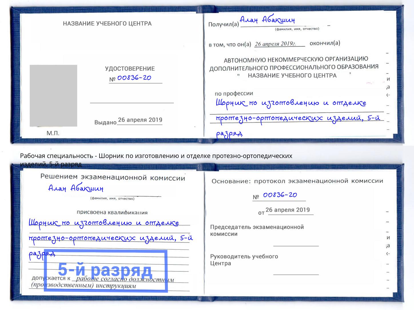 корочка 5-й разряд Шорник по изготовлению и отделке протезно-ортопедических изделий Беслан